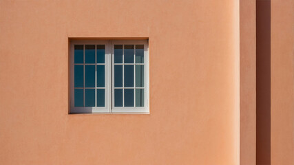 Modern Minimalistic Door and Window with Decorative Potted Plant on an Urban Street