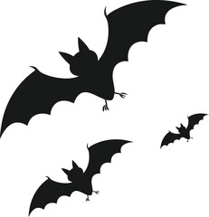 Obraz premium Flock of Flying Halloween Bats Silhouettes: Various Poses for Unique Designs