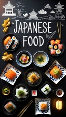 Authentic Japanese Cuisine – A Stunning Top-View Showcase of Traditional Dishes