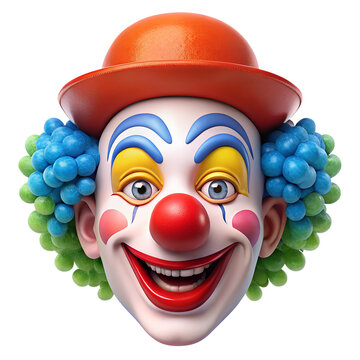 Colorful clown funny face, fools day symbols on transparent background