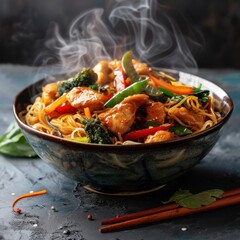 Steaming Hot Chicken Stir-fry with Noodles