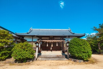 Traditional Japanese Temple with Blue Sky