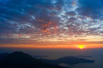 Breathtaking sunrise over mountains.