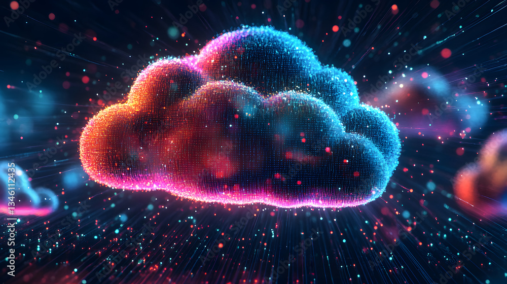 Poster cloud computing transfer big data on internet futuristic digital technology