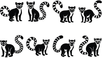 Lemur Vector Shilhouette Bundle Set 