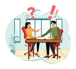 Helping each other. Two people Engaged in Discussions.