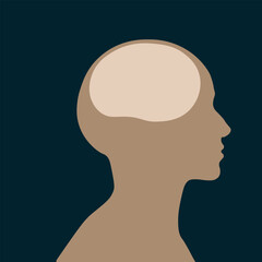 Minimalist Human Head with Brain Silhouette Illustration
