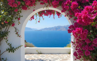 sea, house, sky, architecture, beach, ocean, travel, door, water, summer, building, mediterranean, wall, stone, window, landscape, europe, tree, vacation, old, view, town, greece, italy, arch