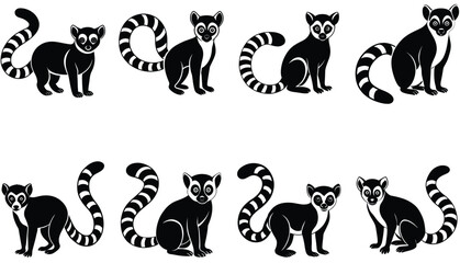 Obraz premium Lemur Vector Shilhouette Bundle Set 