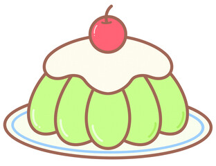 Cute Green Jelly Pudding Cafe Hopping Element