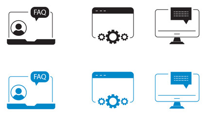 Fototapeta premium FAQ and repair tools icon Set, technical Assistance Sign, Vector Illustration.