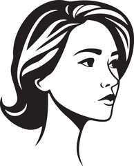 Female Face Icon woman person Woman's face is split in half silhouette vector art