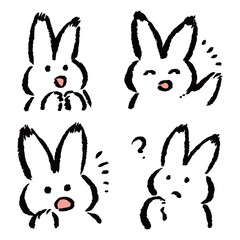 リアクションするゆるキャラうさぎセット