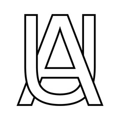 Logo sign ua au icon, double letters logotype u a