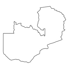 Simple black outline vector map of Zambia, geographic boundary illustration