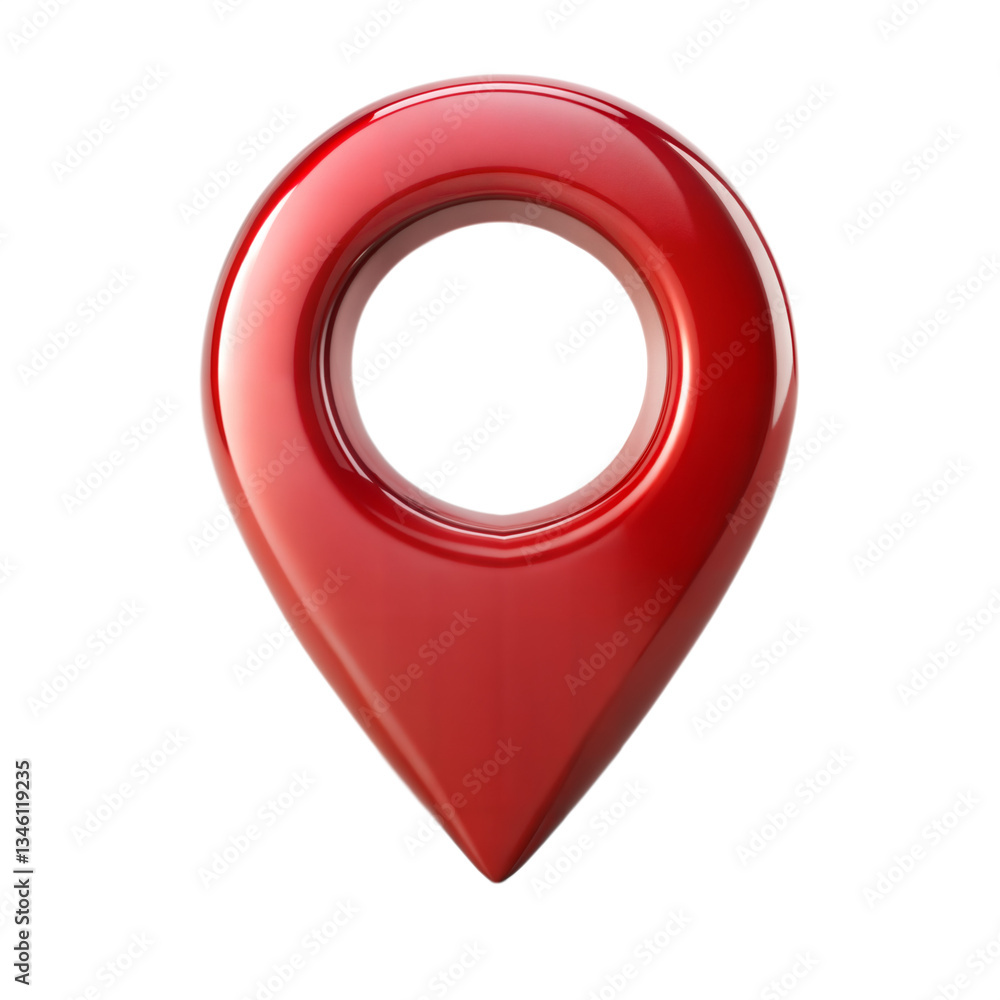 Poster red location marker isolated on transparent background.