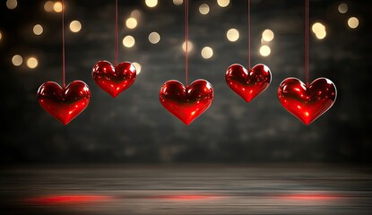 Romantic hearts hanging