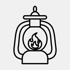 Icon lantern. Camping and adventure elements. Icons in line style. Good for prints, posters, logo, advertisement, infographics, etc.