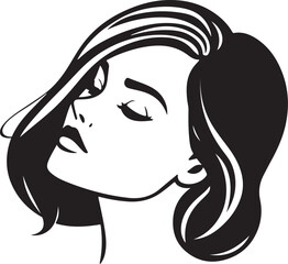 Female Face Icon woman person Woman's face is split in half silhouette vector art