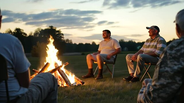 A patriotic bonfire illuminating veterans' pride on July 4th