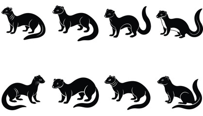 Mongoose Animal Vector Shilhouette Bundle Set 