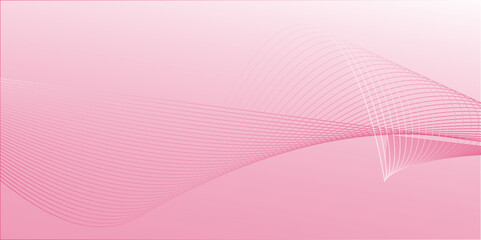 Soft pink wave backround with texture. Abstract stylized motion wavy illustration. Shiny rose lines created using blend tool on white backdrop. Curved smooth stripes. Design template for banner, flyer