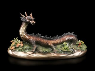 Obraz premium Reclining Dragon Figurine for Asian Decor.