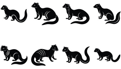 Mongoose Animal Vector Shilhouette Bundle Set 