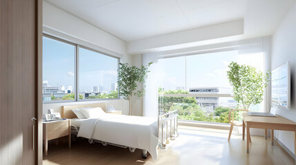 Modern Hospital Room With City View