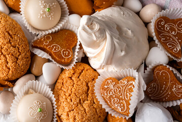 Sfondo di dolcetti tradizionali sardi, dessert italiano 
