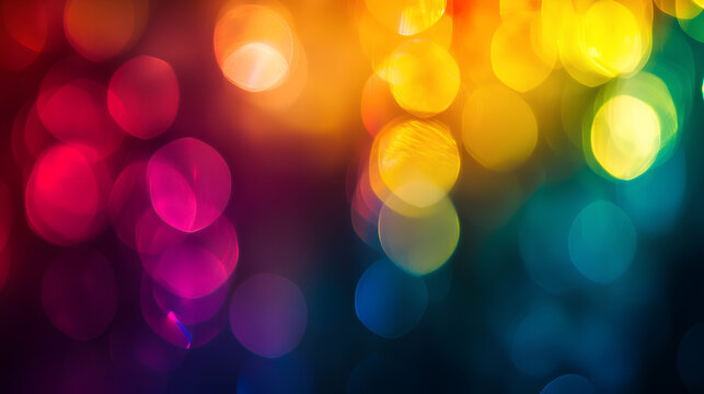 Blurred rainbow refraction overlay effect. Light lens prism effect on black background. Holographic reflection, crystal flare leak shadow overlay. Colorful rainbow disco ball light leaks texture