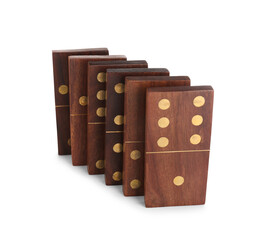 Wooden dominos blocks on white background