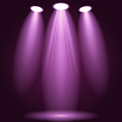 Stage pink spotlight light isolated on transparent background