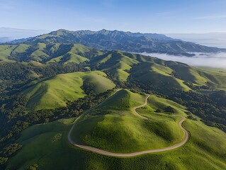 Scenic Mountain Road for Aerial View, California Coast.