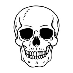 Fototapeta premium Detailed Black and White Skull Illustration for Halloween and Gothic Themes