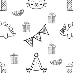 seamless pattern with christmas gifts and birthday 