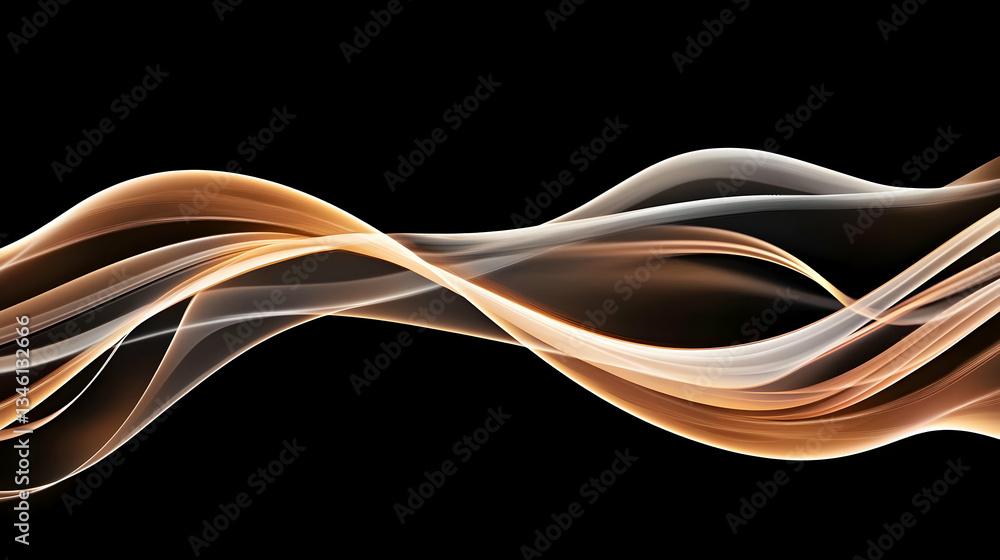 Aufkleber abstract wave forms displaying gradient colors against black background with dynamic motion and ligh