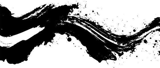 Black oil paint brush vector on white background