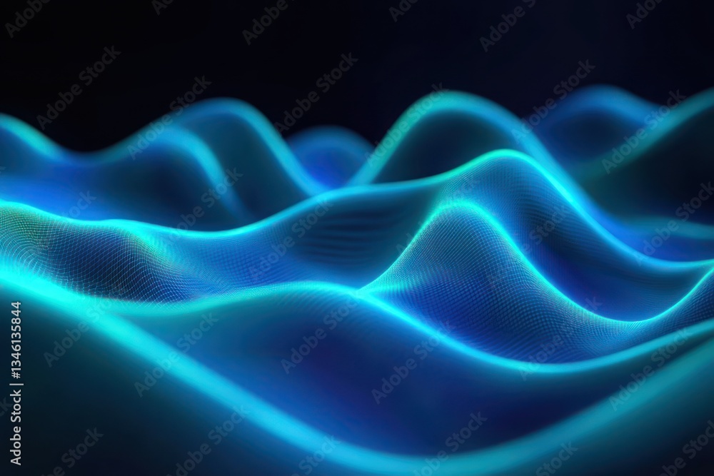 Aufkleber abstract futuristic neon glowing waves bokeh lights dynamic high speed digital background technology