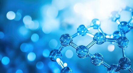 Abstract glass molecular structures and chemical bonds. AI generated image