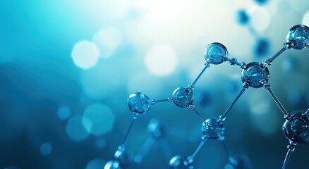 Abstract glass molecular structures and chemical bonds. AI generated image