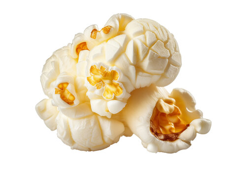 einzelnes Popcorn isoliert auf wei&szlig;en Hintergrund, Freisteller