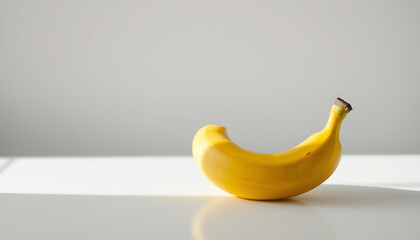 Single Yellow Banana on White