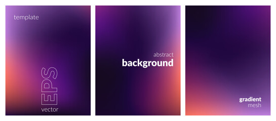 Naklejka premium Abstract liquid background set. Gradient mesh. Effect dark color blend. Blurred fluid colorful mix. Modern design template for web covers, ad banners, posters, brochures, flyers. Vector EPS