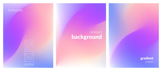 Collection abstract liquid background. Gradient mesh. Effect bright color blend. Blurred fluid colorful mix. Modern design template for web covers, ad banners, posters, brochures, flyers. Vector EPS