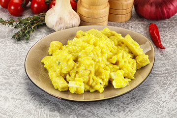 Italian cuisine - yellow risotto with chicken