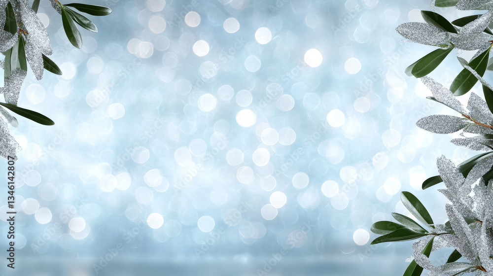 Poster serene abstract bokeh background with sparkling leaves creating calming atmosphere