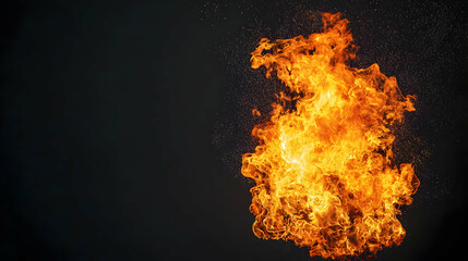 Large Orange Flames Against Black Background