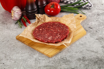 Raw beef burger cutlet minced meat