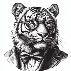 Obraz premium A tiger wearing glasses and a suit